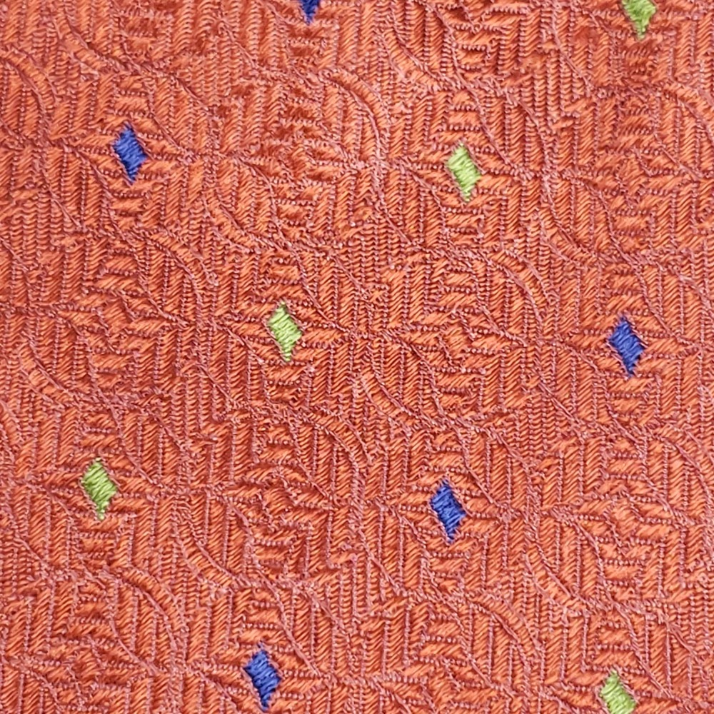 Stilê Silk‎ Tie Geometric Pattern Rust Red Business Formal Dapper Core - Picture 2 of 4